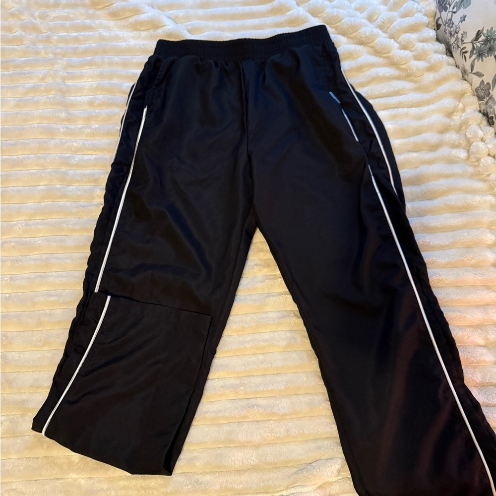 Women's Black Track Pants with White Stripes
